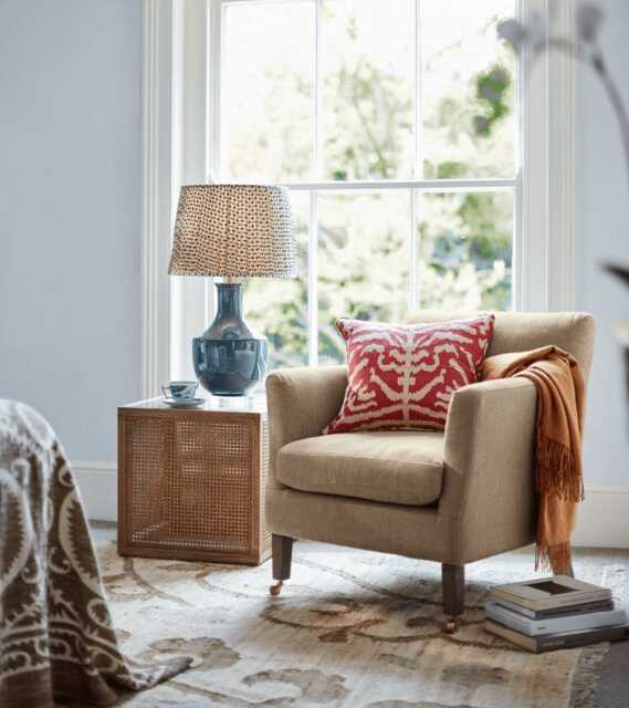 OKA, Ellary Armchair - Wild Oats Wide Herringbone, Armchairs, Oak,Linen