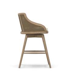 OKA, Carlos Cane Swivel Bar Stool - Weathered Oak/Natural, Bar Stool
