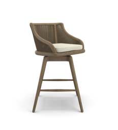 OKA, Carlos Cane Swivel Bar Stool - Weathered Oak/Natural, Bar Stool - thumbnail 2