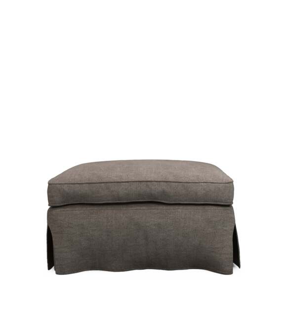 OKA, COVER ONLY - Fanshawe Stonewash Linen Loose Cover for Rectangular Footstool - Walnut, MTO Sofa Loose Cover - image 1