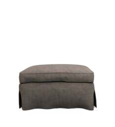 OKA, COVER ONLY - Fanshawe Stonewash Linen Loose Cover for Rectangular Footstool - Walnut, MTO Sofa Loose Cover