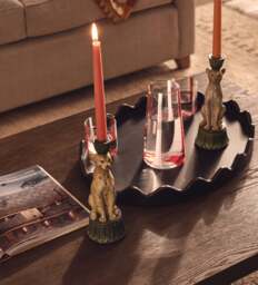 OKA, Lakadema Leopard Candle Holders Pair - Multi, Candle Holder - thumbnail 1