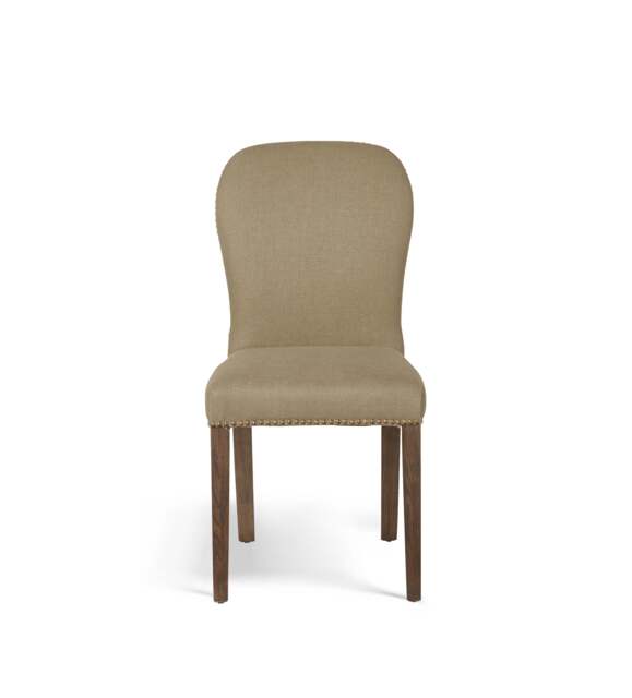 OKA, Stafford Linen Dining Chair - Wild Oats Wide Herringbone, Dining Chair - image 1