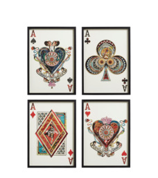 OKA, Set of Four Framed Playing Card Ace Collages - Multi, Collages, Glass/Metal/Paper