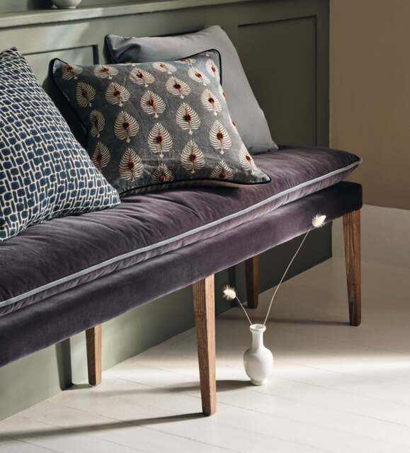 OKA, Nott Velvet Bench - Charcoal/Air Force Blue, Bench - image 1