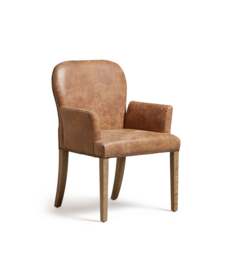 OKA, Stafford Leather Dining Chair with Arms - Aged Tobacco, Dining Chair - thumbnail 2