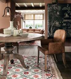 OKA, Stafford Leather Dining Chair with Arms - Aged Tobacco, Dining Chair - thumbnail 1