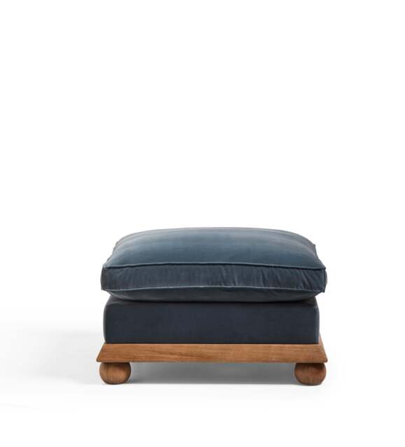 OKA, Burghley Velvet Ottoman - Air Force Blue, Ottoman - image 1