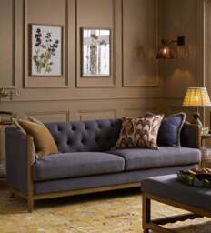 OKA, Venustas Linen 3-Seater Sofa - Charcoal, Sofa - thumbnail 1