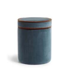 OKA, Samena Velvet Ottoman - Air Force Blue/Dirty Orange, Ottoman - thumbnail 2