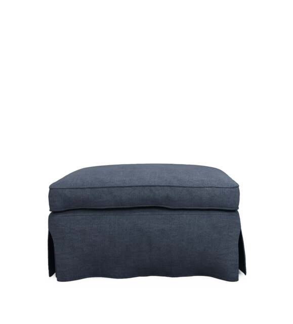 OKA, COVER ONLY - Fanshawe Stonewash Linen Loose Cover for Rectangular Footstool - Petrol, MTO Sofa Loose Cover - image 1