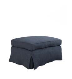 OKA, COVER ONLY - Fanshawe Stonewash Linen Loose Cover for Rectangular Footstool - Petrol, MTO Sofa Loose Cover - thumbnail 2