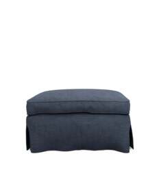 OKA, COVER ONLY - Fanshawe Stonewash Linen Loose Cover for Rectangular Footstool - Petrol, MTO Sofa Loose Cover