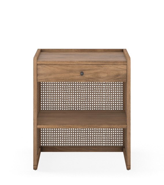 OKA, Abel Bedside Table - Natural, Side Tables, Bayur Wood/Rattan
