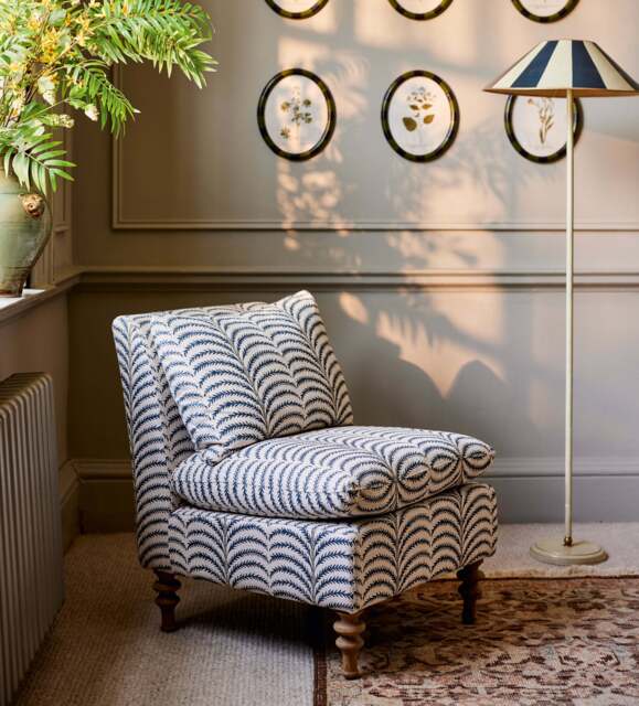 OKA, Rosina Areca Linen Slipper Chair - Air Force Blue, Armchair - image 1