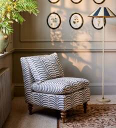 OKA, Rosina Areca Linen Slipper Chair - Air Force Blue, Armchair