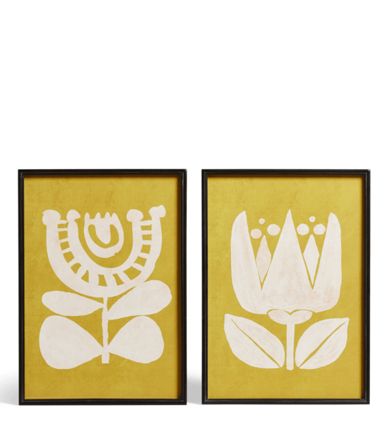 OKA, Pair of Eferi Prints - Ochre, Wall Prints, Wood