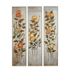 OKA, Zhenhua Gilted Floral Panels - Set of Three - Multi, Wall Art - thumbnail 2