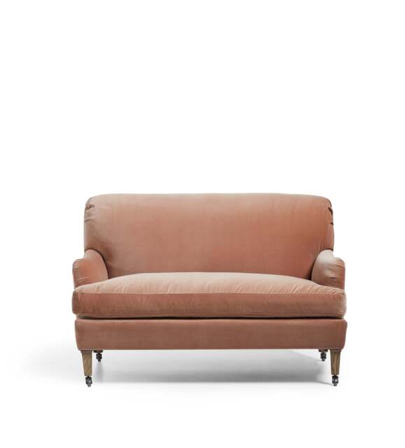 OKA, Coleridge Velvet 2-Seater Sofa - Apricot, Sofa - image 1
