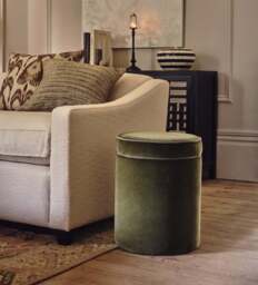 OKA, Samena Velvet Ottoman - Spruce, Ottoman - thumbnail 1