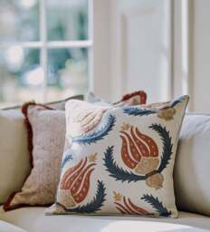 OKA, Hazra Cushion Cover - Air Force Blue/Russet, Cushion Cover - thumbnail 1