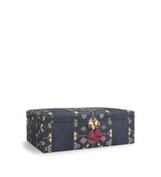 OKA, Achamore Upholstered Cotton Storage Ottoman - Navy, Ottoman - thumbnail 2