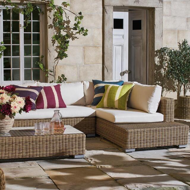 OKA, Balladou Corner Set and Coffee Table - Driftwood, Garden Tables, All Weather Rattan