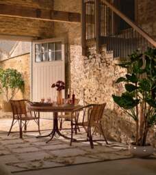 OKA, Colette Garden Dining Table - Natural/Red, Garden Table