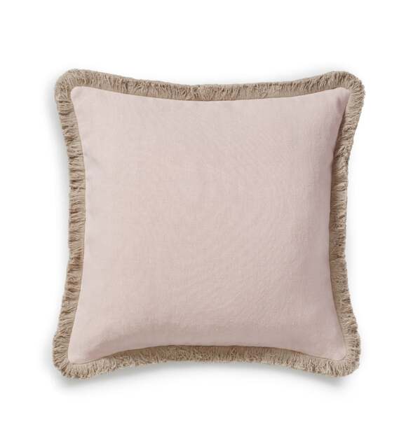 OKA, Stonewashed Linen Cushion Cover with Fringing - Dusty Rose, Cushion Cover - image 1