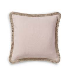 OKA, Stonewashed Linen Cushion Cover with Fringing - Dusty Rose, Cushion Cover - thumbnail 1