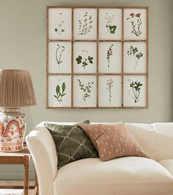 OKA, Set of Twelve Framed Pressed Flower Prints - Natural, Wall Prints, MDF Wood,Glass,Paper