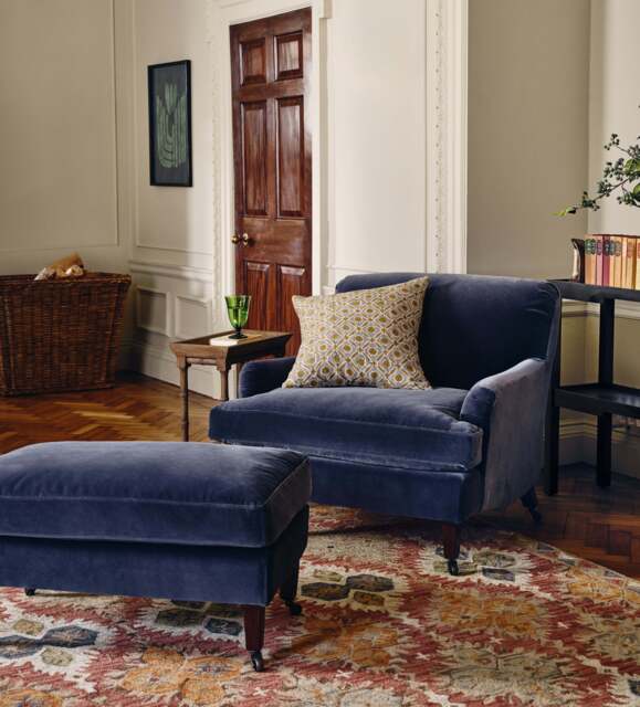 OKA, Coleridge Velvet Armchair - Sapphire, Armchair - image 1