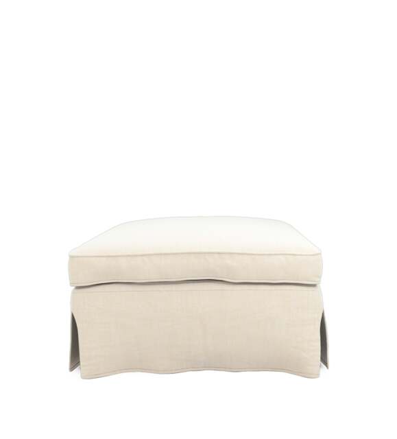 OKA, COVER ONLY - Fanshawe Stonewash Linen Loose Cover for Square Footstool - Dyed Oyster, MTO Sofa Loose Cover - image 1