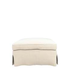 OKA, COVER ONLY - Fanshawe Stonewash Linen Loose Cover for Square Footstool - Dyed Oyster, MTO Sofa Loose Cover