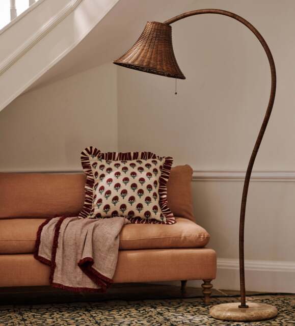 OKA, Sikao Rattan Arc Floor Lamp Base - Antique Brown, Floor Lamp - image 1