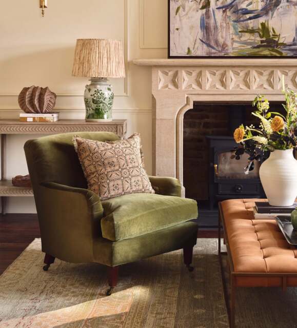 OKA, Coleridge Velvet Armchair - Spruce, Armchair - image 1