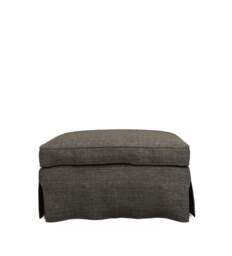 OKA, COVER ONLY - Fanshawe Laundered Linen Loose Cover for Rectangular Footstool - Warm Grey, MTO Sofa Loose Cover