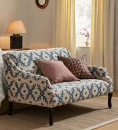 OKA, Tarma Lazaret Cotton 2-Seater Sofa - Midnight Blue/Off-White, Sofa - thumbnail 1