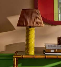 OKA, Archibald Pleated Linen Lampshade 35cm - Apricot, Lampshade - thumbnail 1