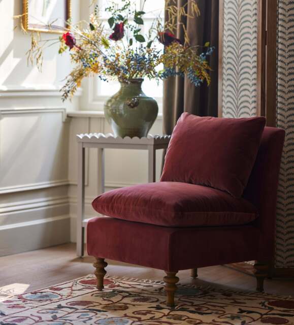 OKA, Rosina Velvet Slipper Chair - Blood Orange, Armchair - image 1