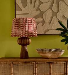 OKA, Romneya Silk Pleated Lampshade 45cm - Red Madder, Lampshade