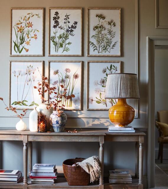 OKA, Set of Six Floral Prints - Multi, Wall Prints, Firwood,Glass,Paper