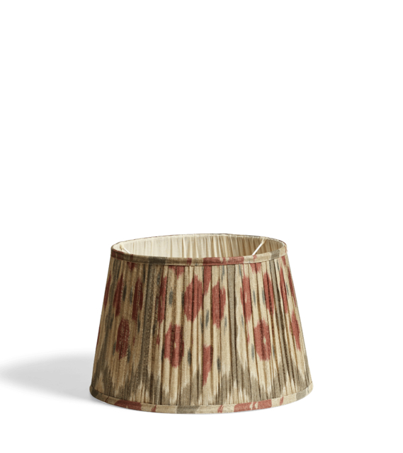 OKA, Amisha Lampshade 35cm - Green/Burgundy, Lampshades, Linen, IKAT