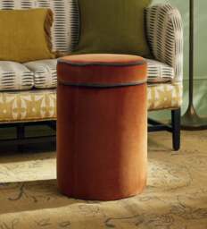 OKA, Samena Velvet Ottoman - Dirty Orange, Ottoman - thumbnail 1