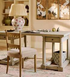 OKA, Jennie Linen Dining Chair - Weathered Oak, Dining Chair