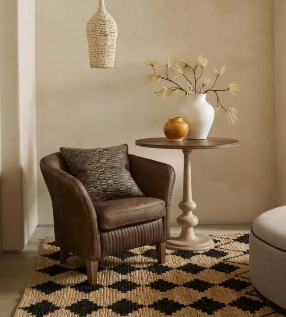 OKA, Crosby Leather Armchair - Dark Vellum, Armchair - image 1