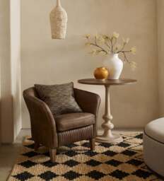 OKA, Crosby Leather Armchair - Dark Vellum, Armchair