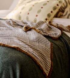 OKA, Avonlea Throw with Fringing - Ochre, Throw - thumbnail 1