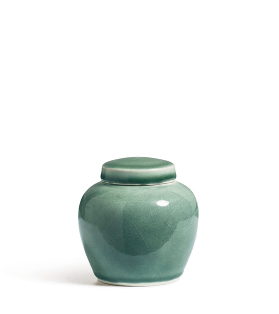 OKA, Anni Lidded Pot - Jade, Pots and Urns, Clay/Porcelain
