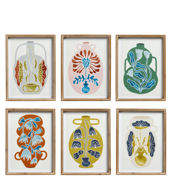 OKA, Set of Six Framed Amphora Prints - Multi, Wall Art, Paper